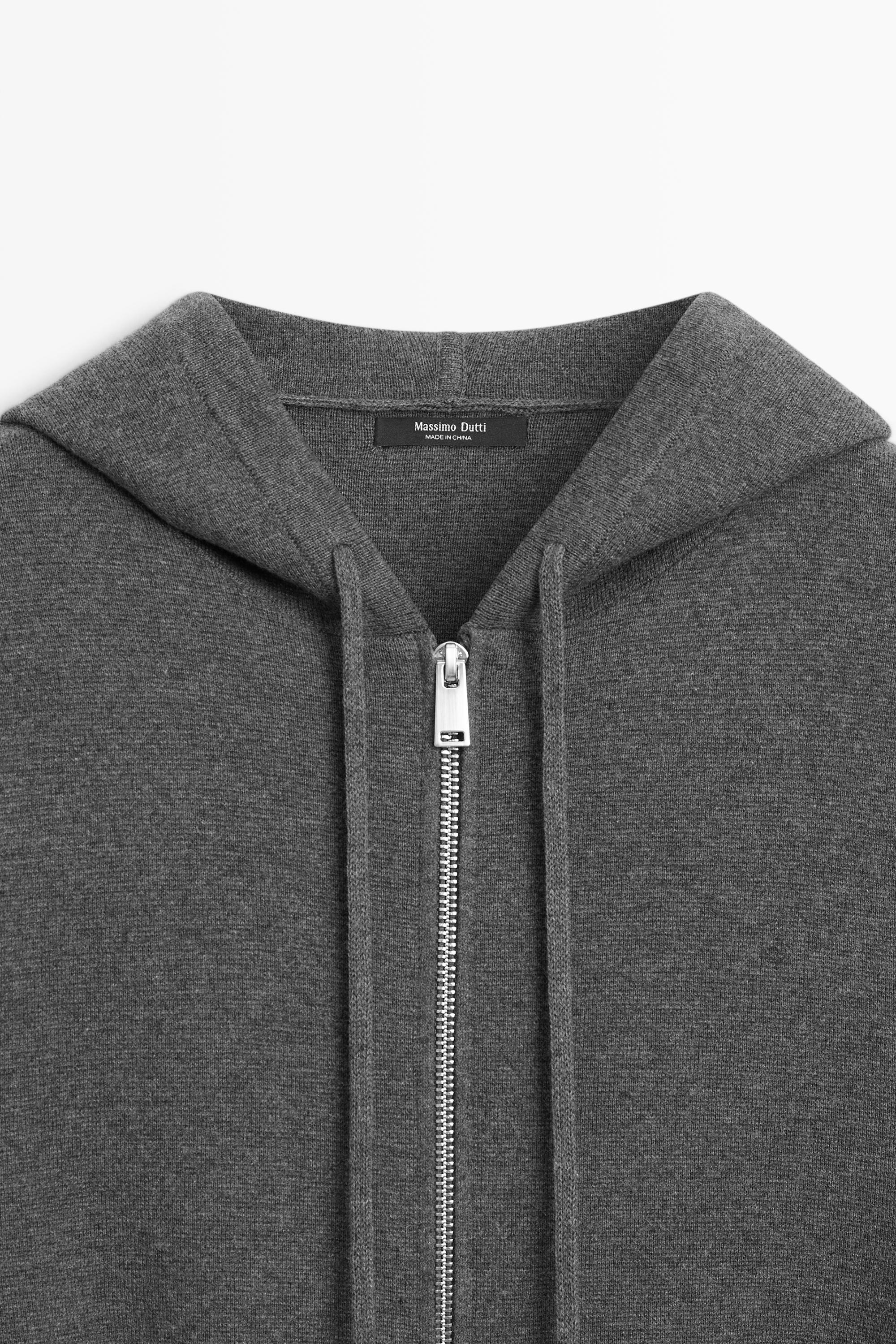Cotton blend knit hooded cardigan